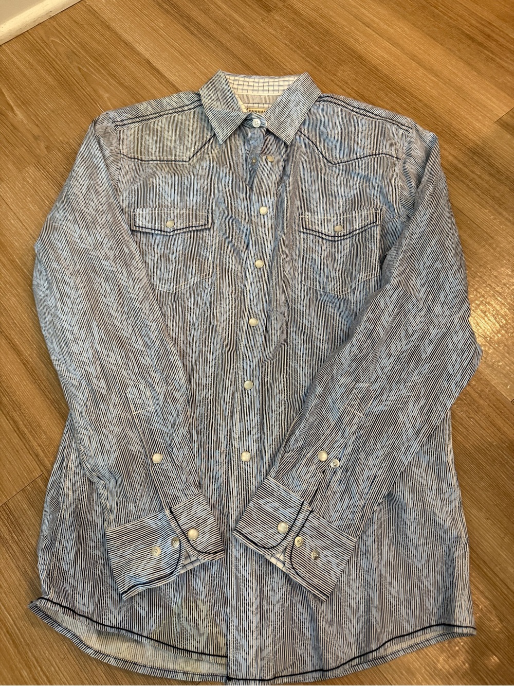 Panhandle Slim Blue and White Striped Western Dress Shirt